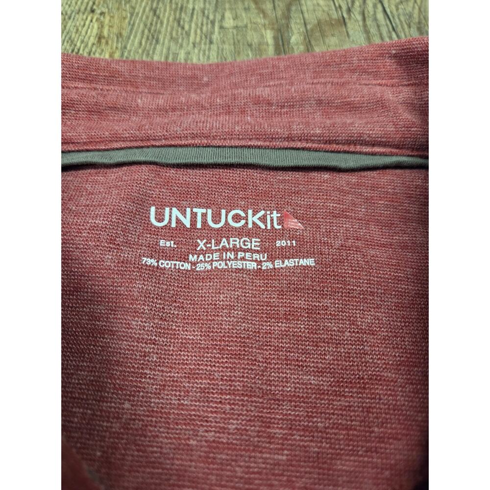 UNTUCKit Shirt Mens XL Matthieu Long Sleeve Polo Red Business - Picture 2 of 3